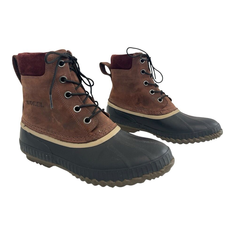 Sorel Mens Size 9 Brown Suede Rubber Duck Boot Waterproof Lace Up Winter Outdoor